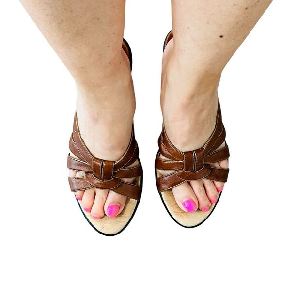 Sofft Tan Leather Strappy Heels - Size 8 - Picture 12 of 13